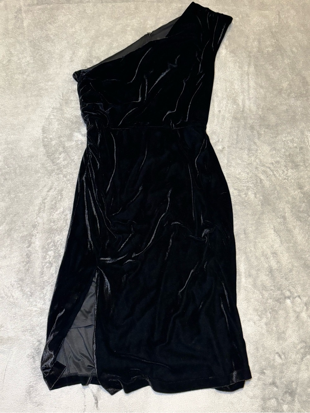Laundry by Shelli Segal Black Velvet One Shoulder Dress Sz 12 NWT